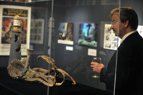 Attendees view the Harryhausen exhibit on May 13, 2010, in Beverly Hills.