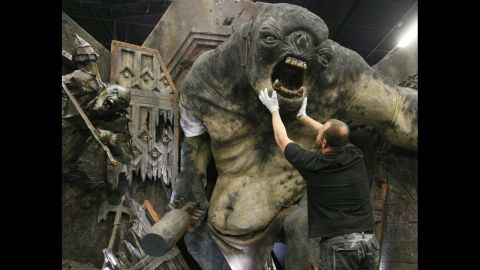 A model of a cave troll from Peter Jackson's "The Lord of the Rings: The Fellowship of the Ring," whose movement was reportedly inspired by Harryhausen's animation, is on display at an exhibition in Potsdam, Germany, on January 18, 2007.