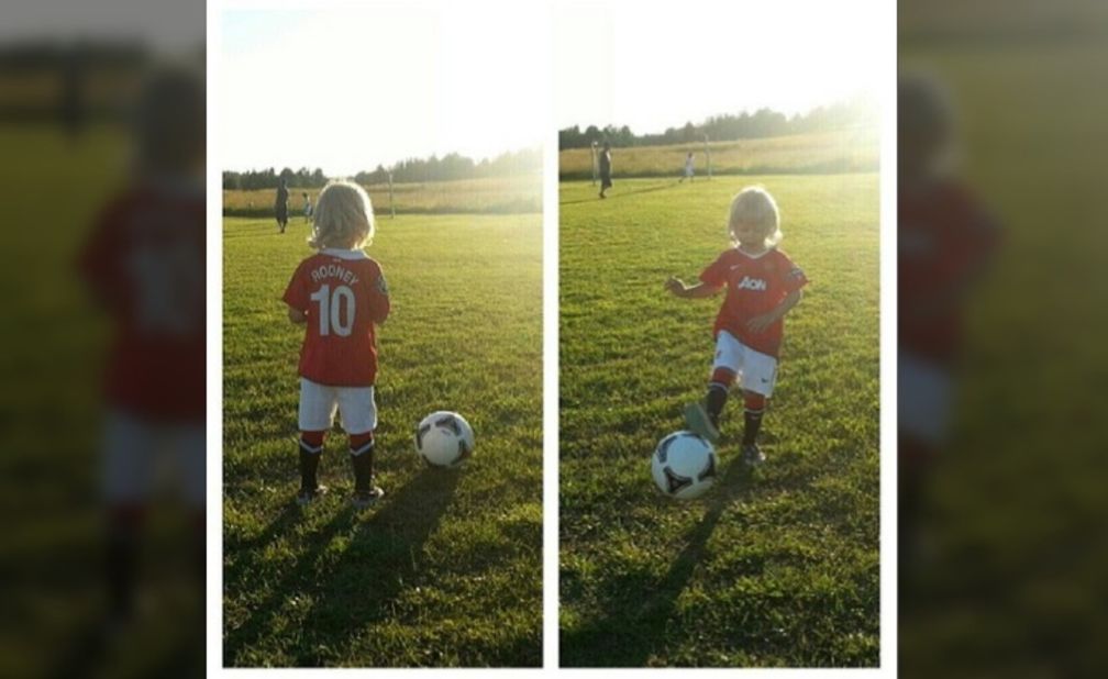 Instagrammer @mrsagatha_sari's young son Waltteri wears his United  jersey to play football in the southern Finland where they live, in this photo from last summer. She said she was "very sad" about Ferguson's retirement, but "I guess that change might even be good."