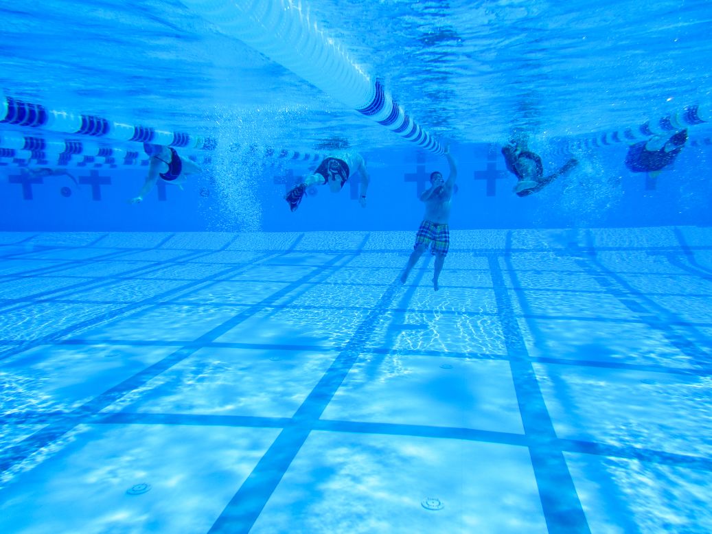 A underwater view of the team during training. 