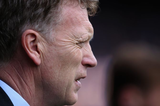 Moyes is pictured prior to kick off during the English Premier League match between Everton and Fulham at Goodison Park last month. Moyes is leaving Everton at the end of the season after he told the Merseyside club's chairman Bill Kenwright of his desire to join United and succeed Ferguson.<br />
