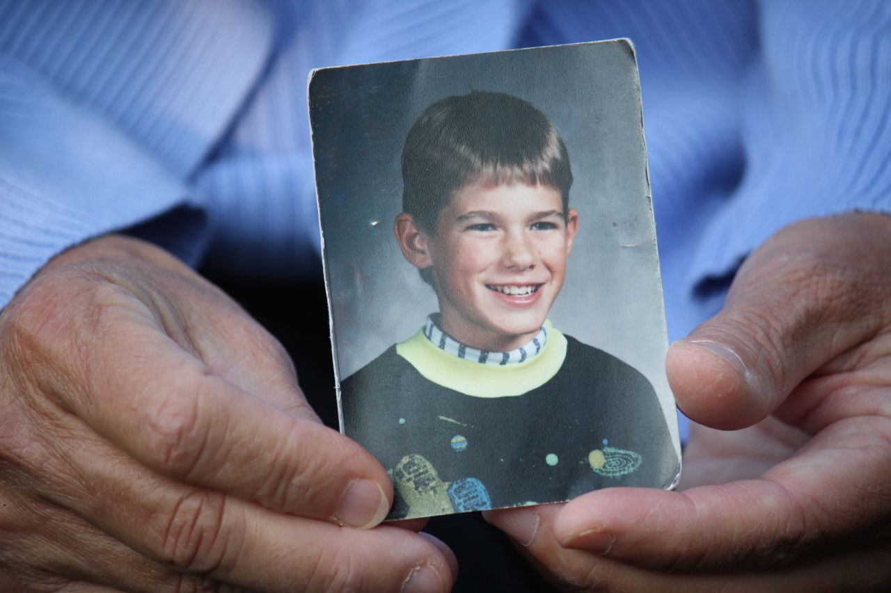 Jacob Wetterling was abducted at gunpoint in October 1989 at age 11 near his home in St. Joseph, Minnesota, near St. Cloud.  His mother, holding a photo of her son, remains hopeful that he will be found alive.