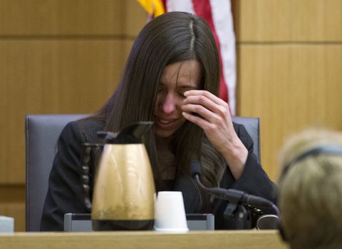 Arias breaks down on February 28 after being asked by Martinez if she was crying when she stabbed Alexander and slit his throat.
