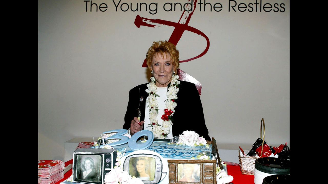 Cooper attends a celebration on January 28, 2004, in Los Angeles to mark the 30th anniversary of her playing Katherine Chancellor.  