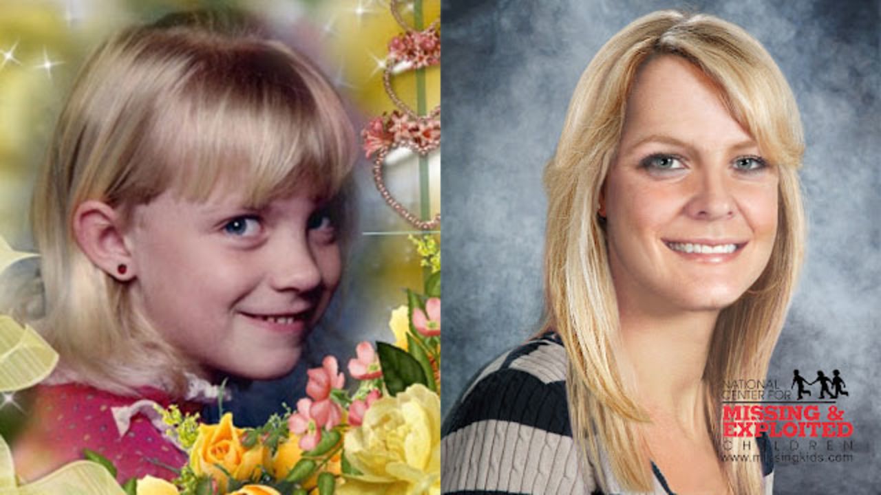 Witnesses saw a man grab 9-year-old Michaela Joy Garecht outside a store near her home near Oakland, California, in November 1988. Here, Michaela is seen in a childhood photo next to an image of what she might look like today.  