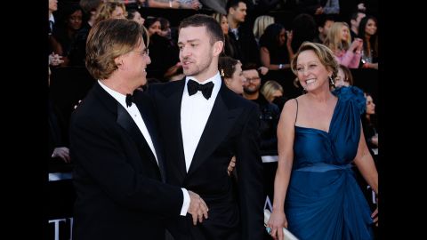 Justin Timberlake's mother, Lynn Harless. Writer Aaron Sorkin is at left.