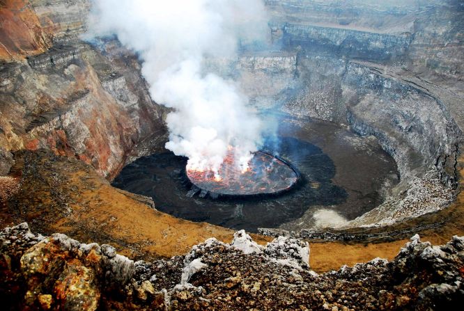 Virunga can also claim the world's largest lava lake, a roiling 250-meter wide cauldron of steam and smoke. 
