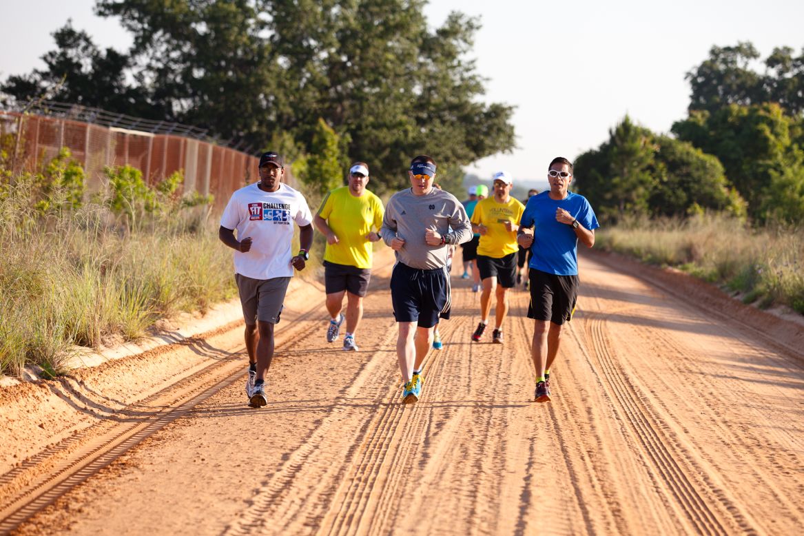 The Fit Nation team heads out for a run along one of Clermont's clay trails. 