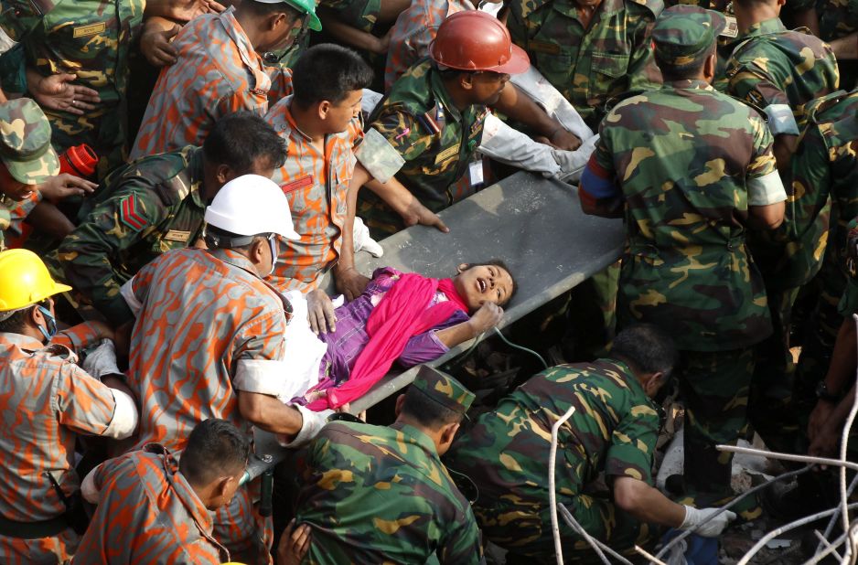 Seventeen days after a building collapsed in Savar, Bangladesh, rescuers pull <a href="http://www.cnn.com/2013/05/10/world/asia/bangladesh-building-collapse/index.html" target="_blank">Reshma Begum</a> from the rubble in May 2013. More than 1,000 people died after the nine-story garment factory building fell on April 24.