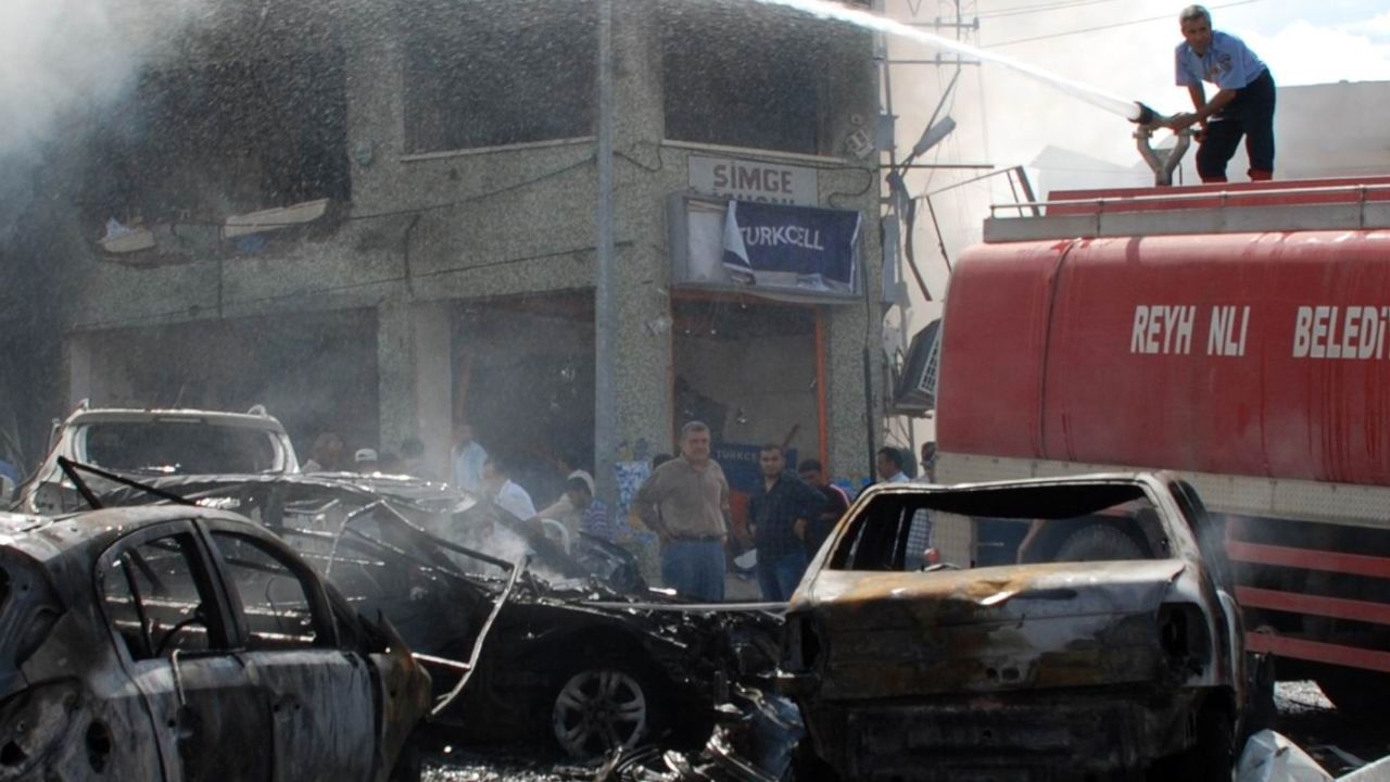 One of the bombs erupted in front of the post office and the other in front of the municipality building.
