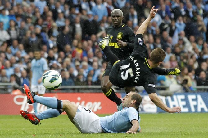 City went down to 10 men with five minutes to play when Argentinian defender Pablo Zabaleta received his second yellow card for this challenge on Wigan striker Callum McManaman.