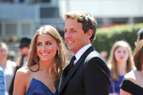 Meyers attends the 62nd Primetime Emmy Awards on August 21, 2010, in Los Angeles with longtime girlfriend Alexi Ashe.