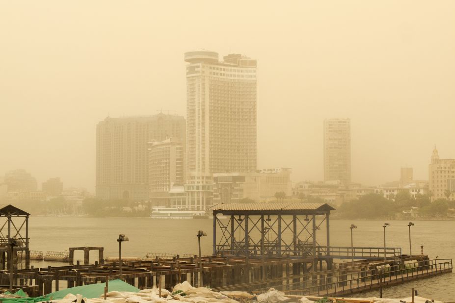 A sandstorm sweeps through Cairo, Egypt, on Monday, May 13.