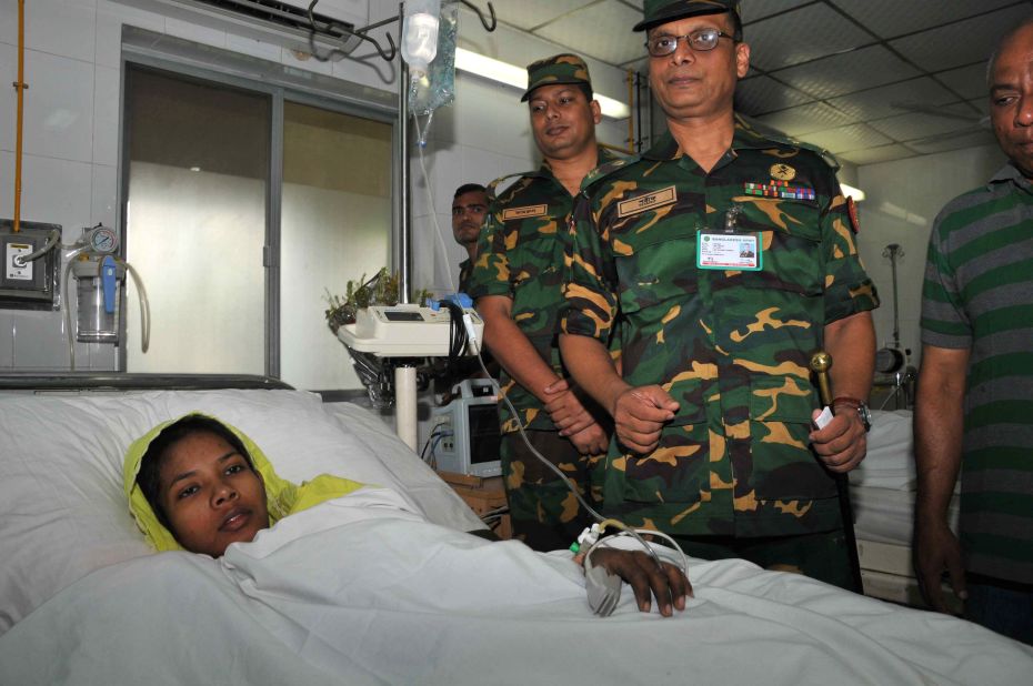 Bangladeshi garment worker Reshma Begum, a seamstress who survived 16 days trapped in the rubble of a collapsed building, rests in Savar Cantonment Hospital on the outskirts of Dhaka on May 11. 