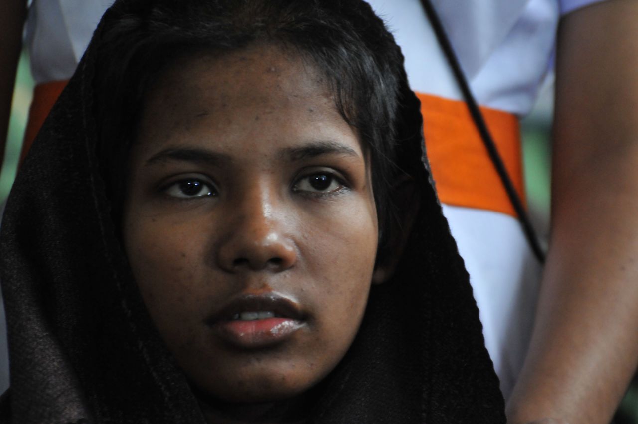 Begum, a young female garment worker at the Rana Plaza building before the disaster, addresses the media at the Savar Combined Military Hospital in Savar area of Dhaka on Monday, May 13.