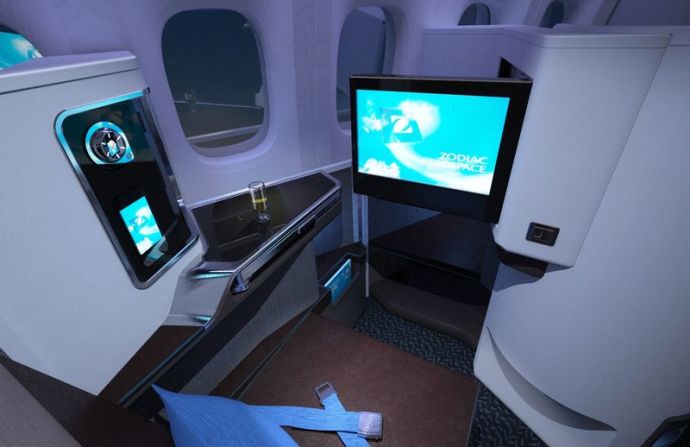 A mock-up of a potential interior on board the aircraft. 