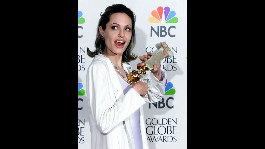 Jolie appears at the Golden Globe Awards in January 2000. She won best supporting actress for her role in the film "Girl, Interrupted."  