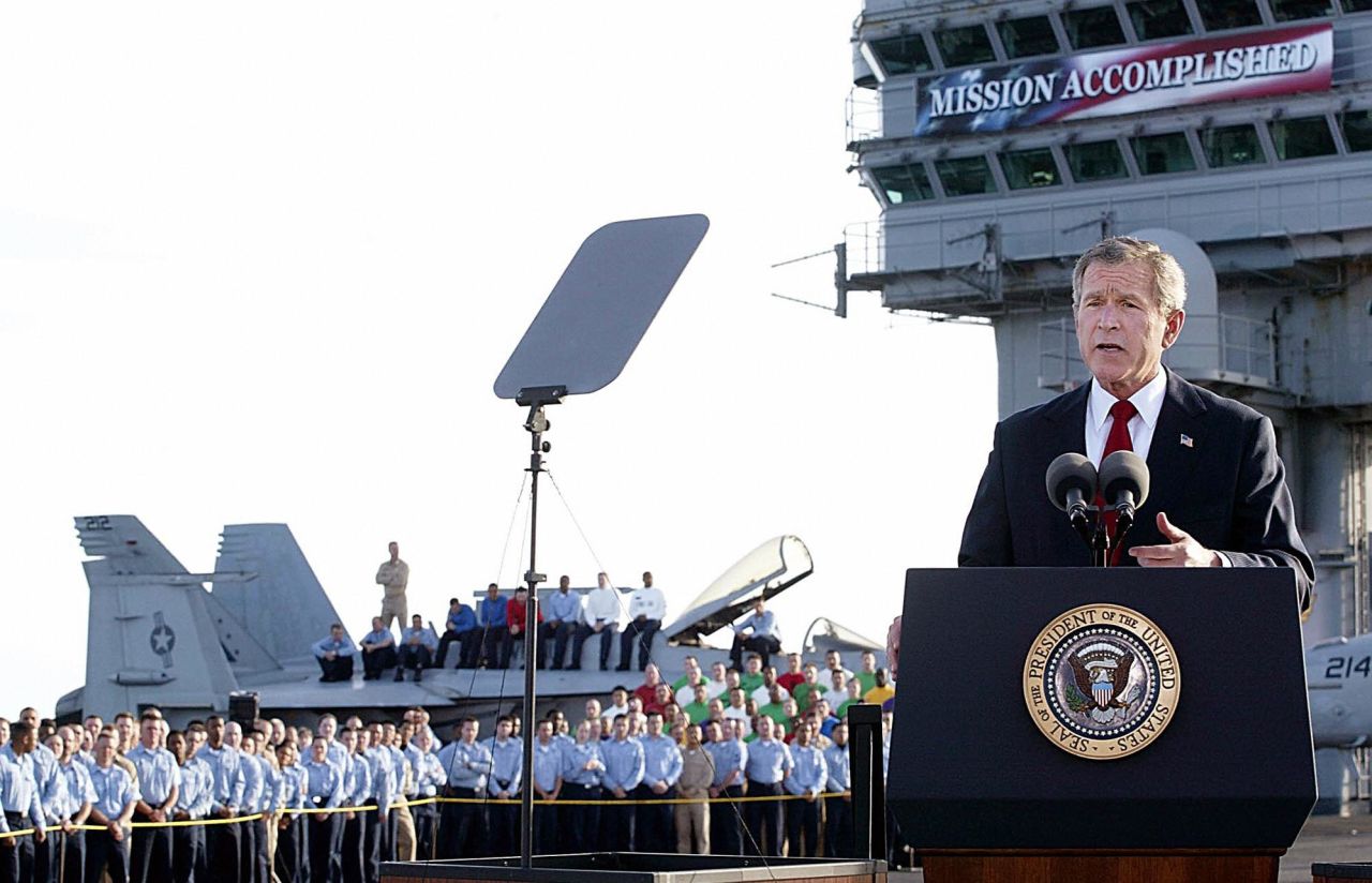 When President George W. Bush addressed the nation aboard the USS Abraham Lincoln in May of 2003, standing in front of a "Mission Accomplished" banner, few expected that the U.S. involvement in the deadly Iraq War would last for another eight years.