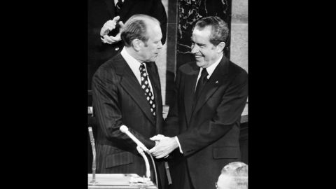 In one of his first acts as president, Gerald Ford granted "a full, free and absolute pardon" to former President Richard Nixon for all crimes he may have committed while president, including his involvement in the Watergate scandal.