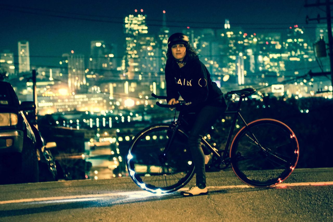 Revolights are a set of wheel-mounted LED's that increase cycle visibility, making it safer to ride at night. 