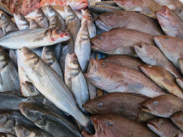 A selection of of fresh fish at the restaurant Barakoda on the Tripoli Coast.