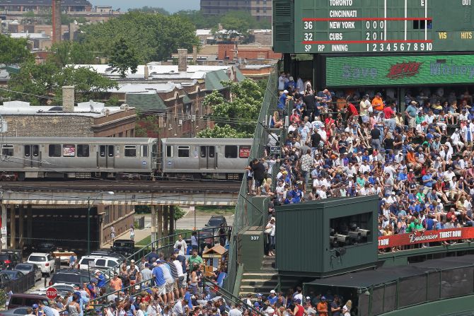 Chicago's Wrigley Field has a classic jewel box design -- green seats, open roof, exposed steel, brick, stone -- with ball-swallowing ivy-covered walls, bleacher bums and passing El trains.