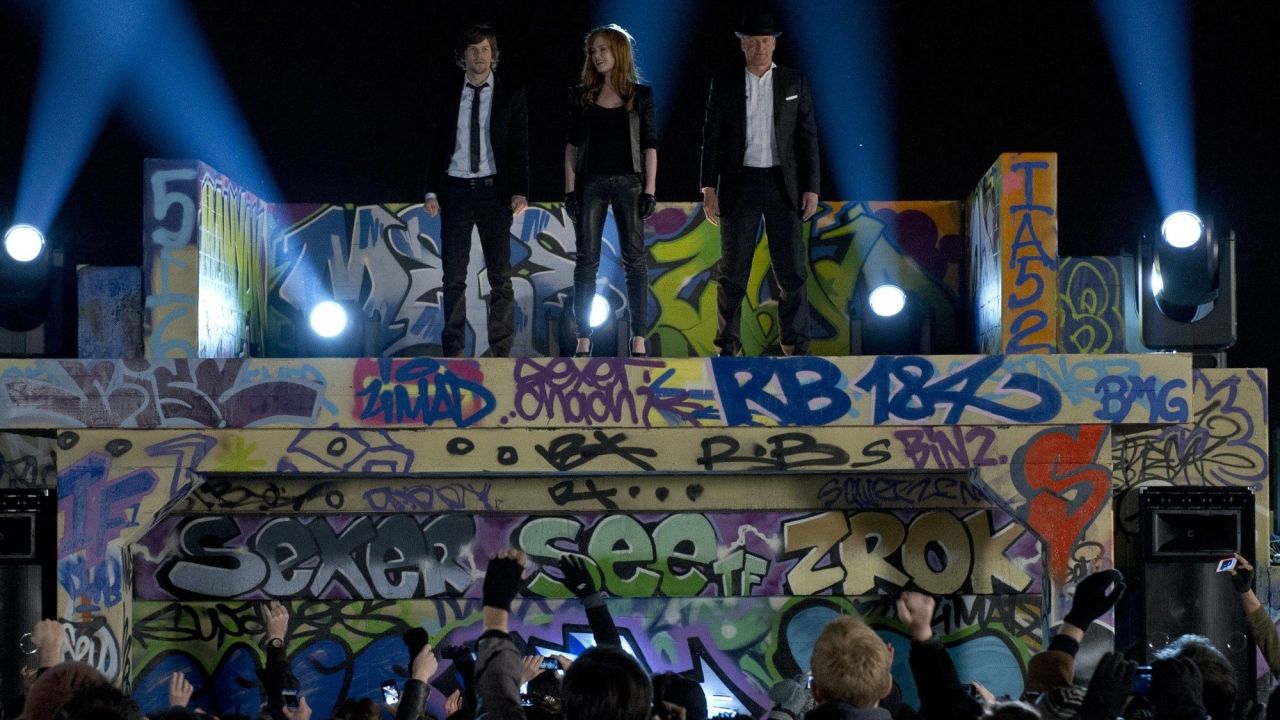 Jesse Eisenberg, Isla Fisher and Woody Harrelson star in the film "Now You See Me."

