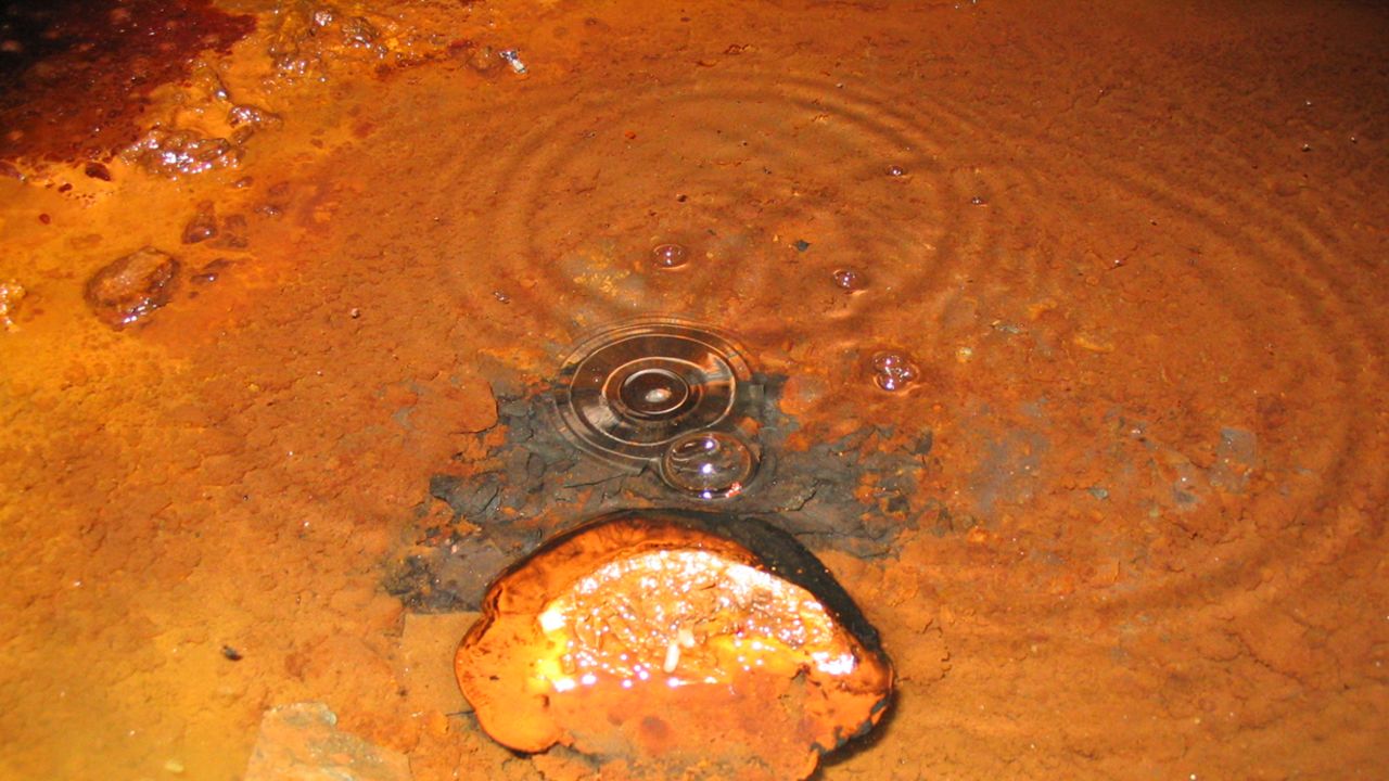 Gas bubbles out of the floor of a deep mine in Canada, containing ingredients that could sustain life.