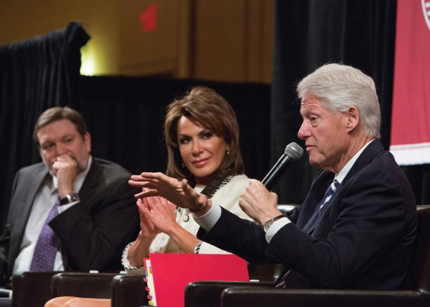 Angelopoulos, who now works with the Clinton Global Initiative, with former U.S. president Bill Clinton at Harvard University