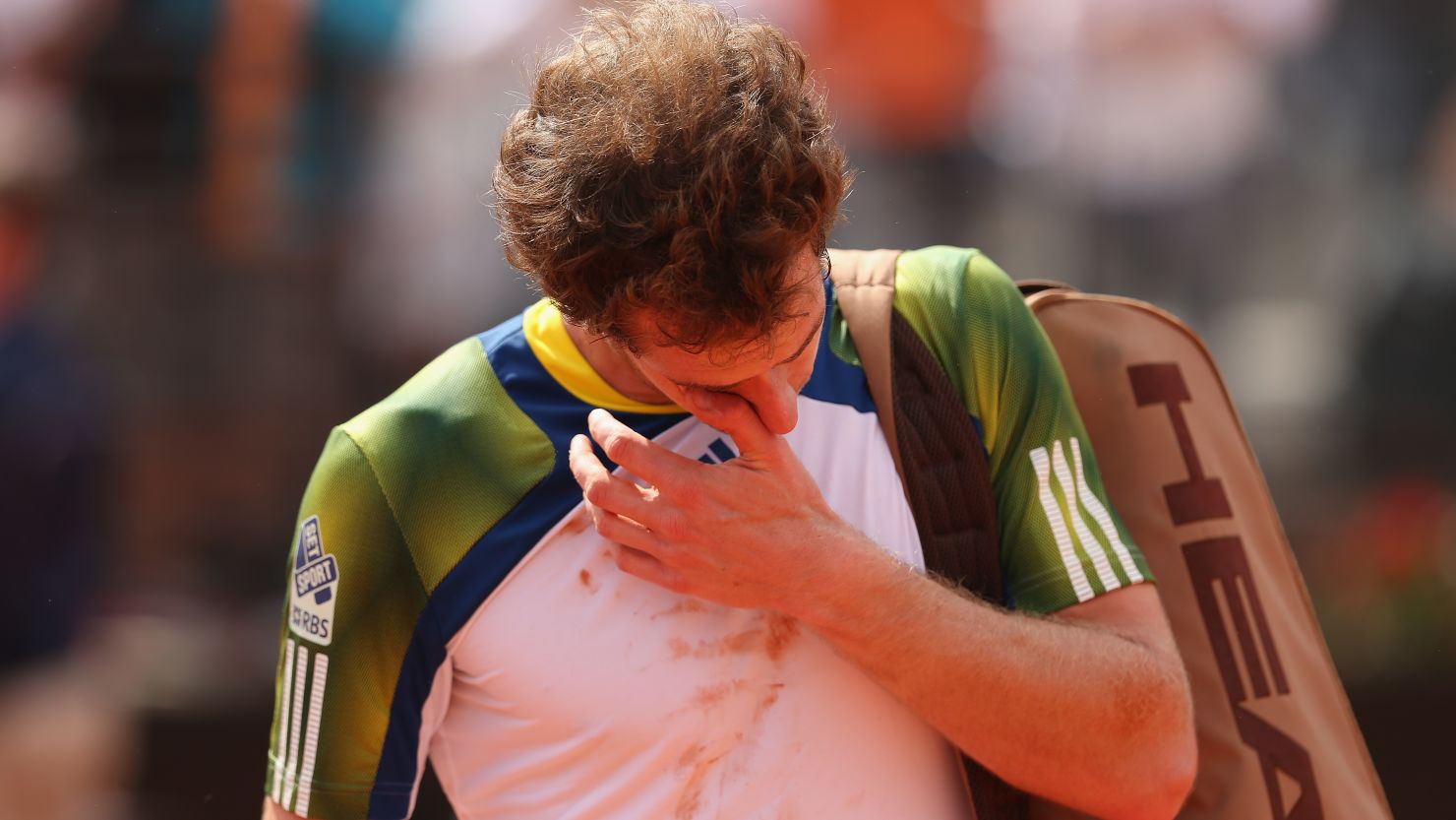 Andy Murray was visibly upset after being forced to retire during his second round match at the Rome Masters.