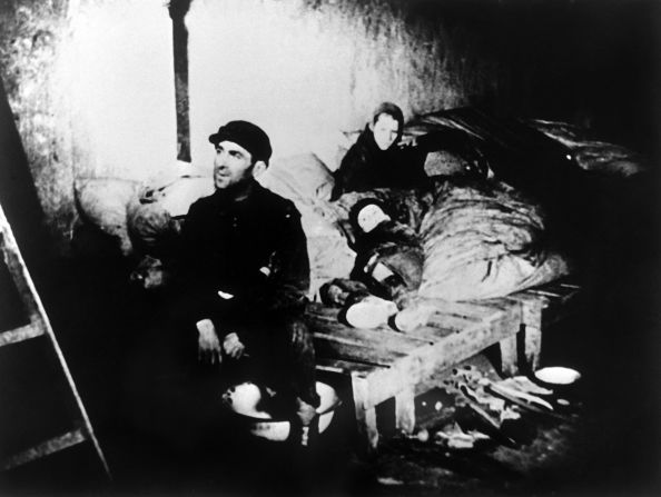 With almost half-a-million people living within 3.4 square kilometers (1.3 sq miles), the ghetto was extremely overcrowded. This picture from 1943 shows a family house in the ghetto.