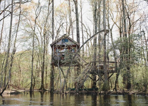 Go rustic at the Edisto River Treehouses in Canadys, South Carolina.   