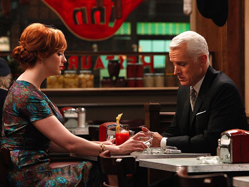 The affair between Joan Harris (Christina Hendricks) and Roger Sterling (John Slattery) eventually results in the birth of a son on "Mad Men."