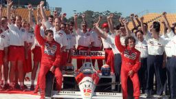 McLaren and Honda formed a dominant relationship in 1988 as the car won 15 out of 16 races and Ayrton Senna (front left) won the first of his three world titles