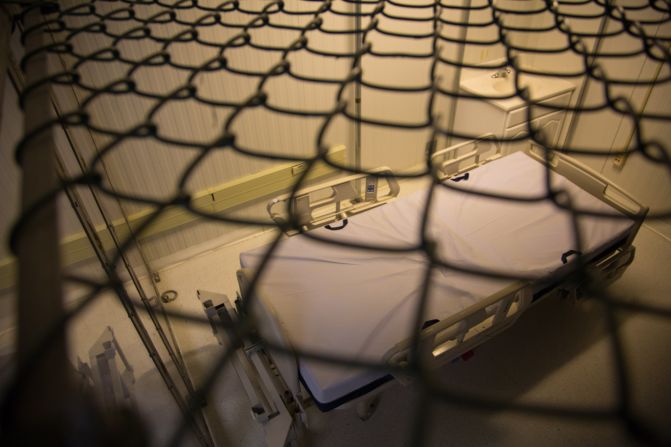 A cardiac monitoring area is set up inside the Detainee Medical Facility at Camp Delta.