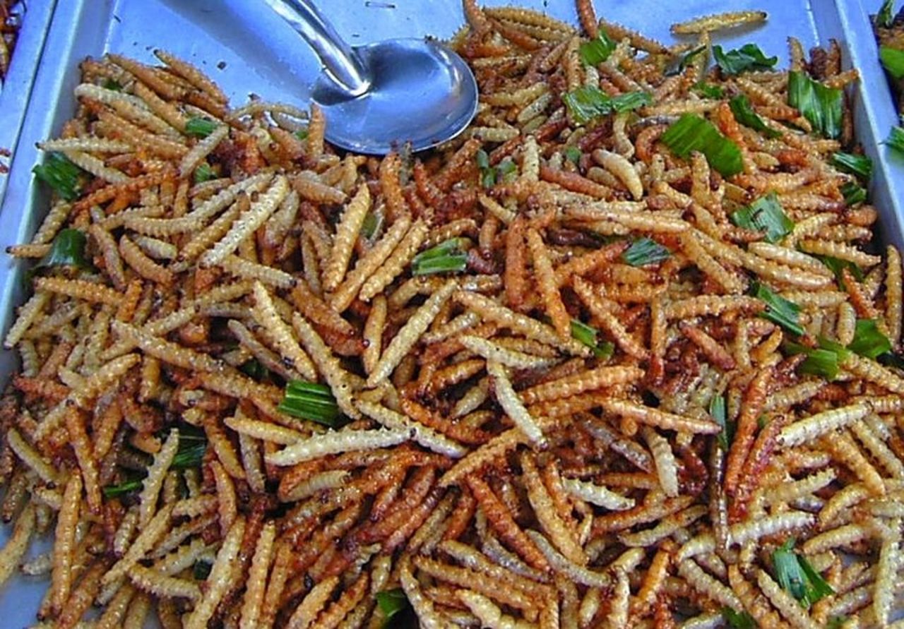 These long worms are considered delicacies in Thailand and many other southeast Asian countries. Called rot duan (meaning "express train") in Thai, the bamboo worm is commonly served as a deep-fried snack. They are normally found on sale via bug carts at night all over Thailand. CNN Travel's Bangkok resident Karla Cripps describes them as "delicious" and says a small bag of them costs 20 baht (around 65 cents).