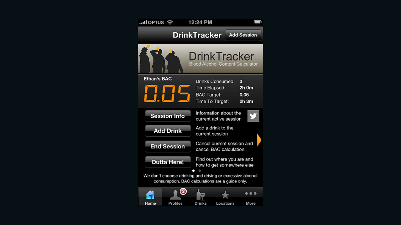 The DrinkTracker app will estimate your blood-alcohol level based on several factors.