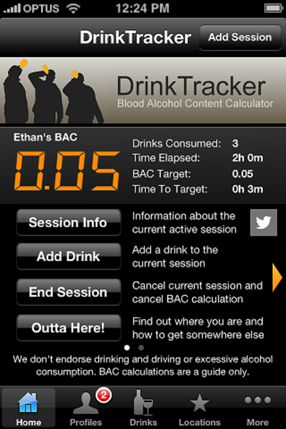 The DrinkTracker app will estimate your blood-alcohol level based on several factors.