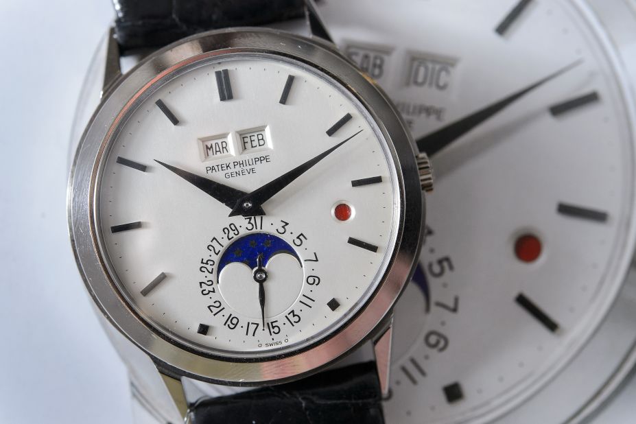 This 1981 perpetual calendar wristwatch with moon phases and leap-year by Swiss watchmaker Patek Philippe $1.7 million at a Christie's sale in Geneva in May 2013.