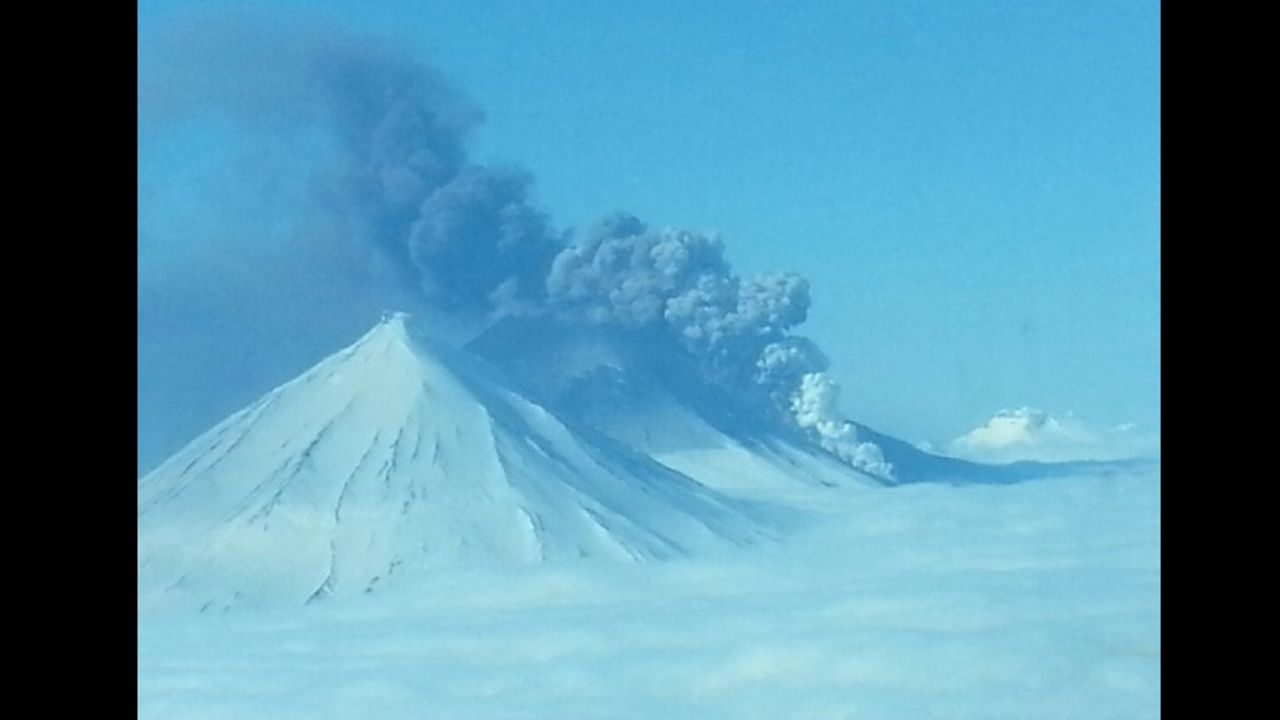 A view of the north side of the Pavlof Volcano erupting on Thursday taken by a pilot flying at 6,000 feet.

