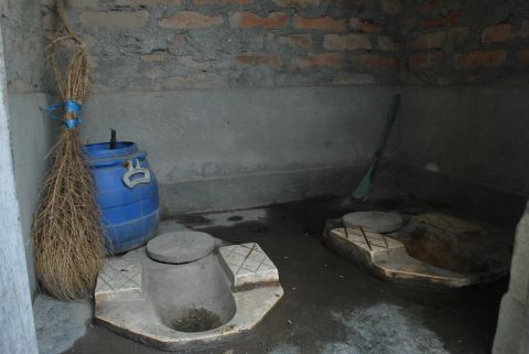 The urine and feces are stored in separate areas of the toilet. The urine is used after about two weeks, but the feces, which are turned into manure, are used every six months.