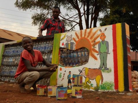 Ugandan eco-artist Ruganzu Bruno built an amusement park for children living in one of Kampala's slums.