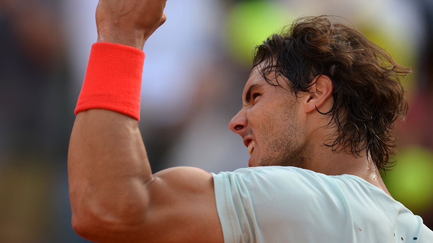Power play: Nadal outmuscled Berdych to reach the Rome Masters final.