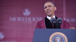 President Barack Obama delivers the commencement address during a ceremony at Morehouse College on Sunday, May 19, in Atlanta, Georgia. Morehouse is a historically black college that has Martin Luther King Jr. and other prominent African-Americans on its list of alumni.