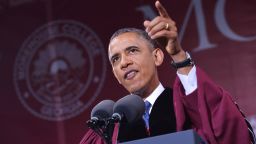 US President Barack Obama delivers the commencement address during a ceremony at Morehouse College on May 19, 2013 in Atlanta, Georgia. AFP PHOTO/Mandel NGAN        (Photo credit should read MANDEL NGAN/AFP/Getty Images)