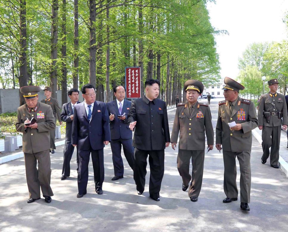 Kim inspects a military factory in this undated picture released by the KCNA in May 2013.