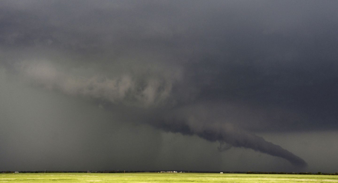 A twister stretches toward the ground near South Haven, Kansas, on May 19. 