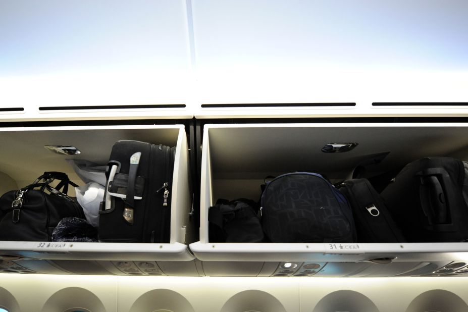 The Dreamliner has larger overhead bins than similar airliners.