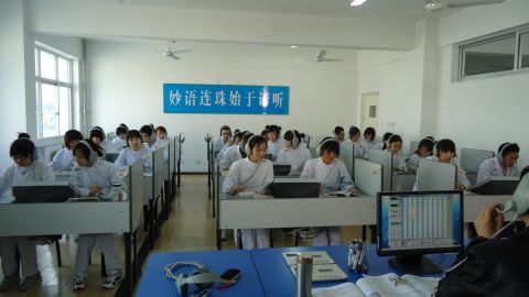 At the Shandong International Nurse Training Centre in Weihai, China, nurses who plan to move abroad attend language classes. 