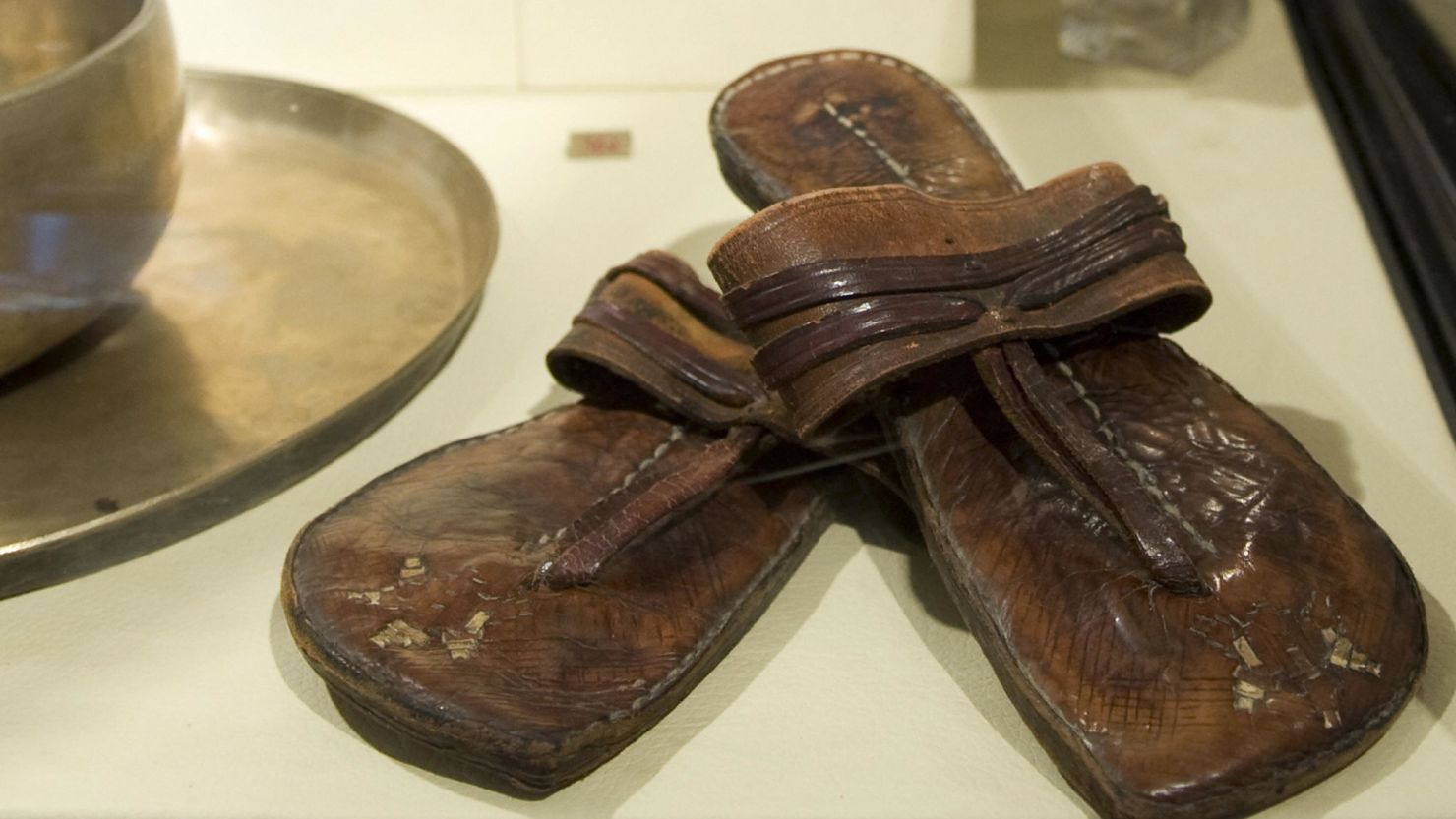 Mahatma Gandhi's famous sandals and other memorabilia pictured here on display in 2009 in New York. 